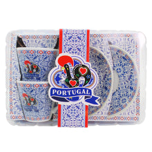 Load image into Gallery viewer, Portuguese Rooster Espresso Cup & Saucer Set – Blue Tile Pattern, Set of 2 with Gift Box