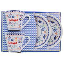 Load image into Gallery viewer, Portuguese Folk Art Espresso Cup & Saucer Set – Heart & Floral Motif, Set of 2 with Gift Box