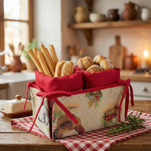 Load image into Gallery viewer, Farmhouse Rooster Tapestry Bread Basket Set – Bread & Breadstick Holder with Removable Baskets