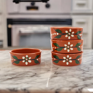 João Vale Hand-Painted Traditional Terracotta Dip Dish, Set of 4