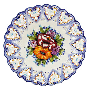 Hand-Painted Traditional Portuguese Ceramic Floral 11.5" Decorative Plate