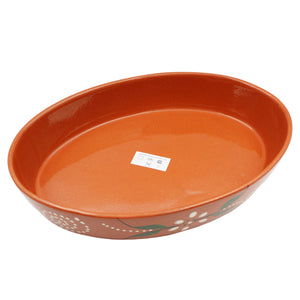 João Vale Hand Painted Traditional Clay Terracotta Oval Roaster