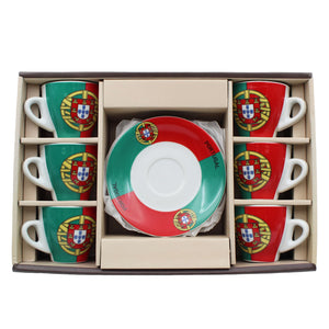 Portugal Themed Espresso Cup and Saucer Set, Set of 6