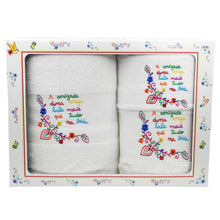 Load image into Gallery viewer, 100% Cotton Namorados Made in Portugal White 3-Piece Towel Set
