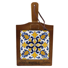 Load image into Gallery viewer, Traditional Portuguese Ceramic Tile Wooden Cheese Cutting Board
