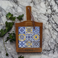 Load image into Gallery viewer, Traditional Portuguese Multicolor Ceramic Tile Wooden Cheese Cutting Board
