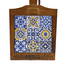 Load image into Gallery viewer, Traditional Portuguese Multicolor Ceramic Tile Wooden Cheese Cutting Board
