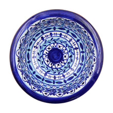 Load image into Gallery viewer, Hand-painted Portuguese Pottery Clay Terracotta Blue Striped Bowl
