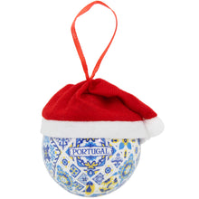 Load image into Gallery viewer, Portuguese Azulejo Christmas Ornament with Santa Hat – Blue & White Tile Design