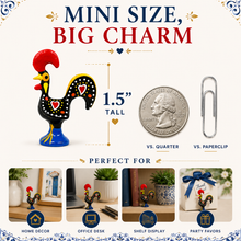 Load image into Gallery viewer, Hand-Painted Portuguese Rooster Figurines, Set of 6 - 1.5" Mini Metal Roosters