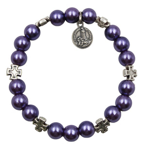 Our Lady of Fatima Purple Beads Religious Stretch Bracelet