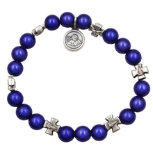 Load image into Gallery viewer, Our Lady of Fatima Blue Beads Religious Stretch Bracelet
