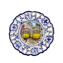 Load image into Gallery viewer, Hand-Painted Traditional Floral Portuguese Lisbon Tram 6&quot; Decorative Plate
