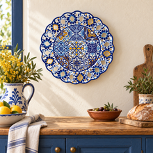 Load image into Gallery viewer, Hand-Painted Portuguese Ceramic Azulejo Plate – Mixed Azulejo Design, 11"