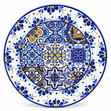 Load image into Gallery viewer, Hand-Painted Portuguese Ceramic Plate – Mixed Azulejo Design, 10.5"