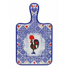 Load image into Gallery viewer, Portuguese Tile Azulejo Good Luck Rooster Cutting Board with Handle
