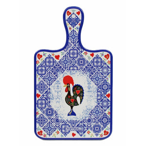 Portuguese Tile Azulejo Good Luck Rooster Cutting Board with Handle