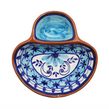 Load image into Gallery viewer, Hand-painted Portuguese Pottery Clay Terracotta Blue Striped Olive Dish

