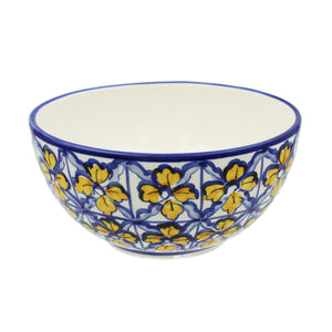 Hand-painted Decorative Ceramic Portuguese Azulejo Floral Ceramic Bowl, Set of 2