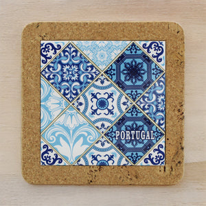 Portugal Tile Azulejo Themed Blue and White Cork Trivet