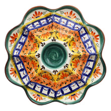 Load image into Gallery viewer, Hand-Painted Portuguese Pottery Clay Terracotta Colorful Divided Dish

