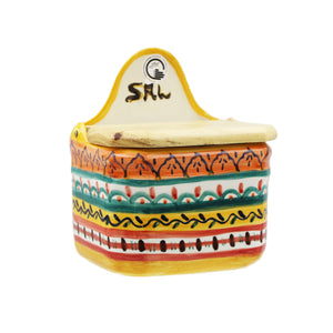 Hand-Painted Portuguese Pottery Clay Terracotta Salt Holder