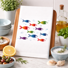Load image into Gallery viewer, Portuguese Embroidered Cotton Tea Towels – Set of 2, 100% Cotton (28" x 20.5") - Colorful Fish