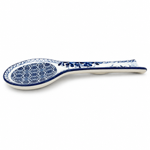 Load image into Gallery viewer, Hand-Painted Portuguese Ceramic Azulejo Spoon Rest – Pinha Azul Design, 10"