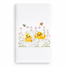 Load image into Gallery viewer, Portuguese Embroidered Cotton Tea Towels – Set of 2, 100% Cotton (28" x 20.5") - Spring Chicks