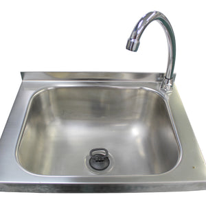 AISI 304 Stainless Steel Outdoor Sink with Foot Pedal, Handmade in Portugal