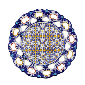 Hand-Painted Traditional Floral Blue and Yellow Tile Azulejo 9.5" Decorative Plate