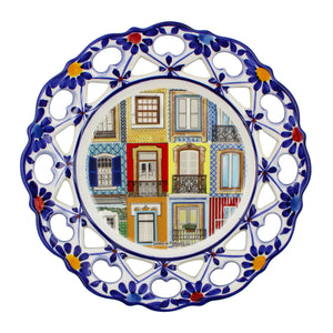 Hand-Painted Traditional Floral Portuguese Windows 9.5" Decorative Plate