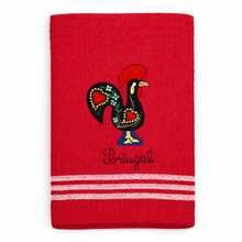 Load image into Gallery viewer, Portuguese Rooster Red Tea Towels – Set of 2, 100% Cotton Kitchen Towels (23.5" x 19.5")
