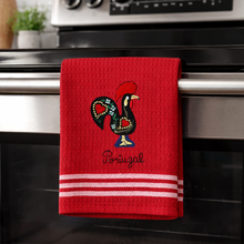 Load image into Gallery viewer, Portuguese Rooster Red Tea Towels – Set of 2, 100% Cotton Kitchen Towels (23.5" x 19.5")