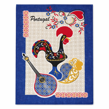 Load image into Gallery viewer, Portuguese Rooster Blue Tea Towels – Set of 2, 100% Cotton Kitchen Towels (26.5" x 19")