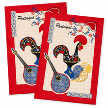Load image into Gallery viewer, Portuguese Rooster Red Tea Towels – Set of 2, 100% Cotton Kitchen Towels (26.5" x 19")