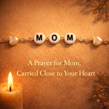 Load image into Gallery viewer, Our Lady of Fatima “Mom” Heart Bead Rosary – Cream Pearl Finish with Medallion & Crucifix, Made in Portugal