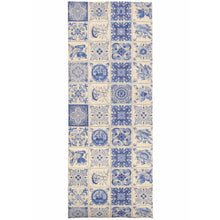 Load image into Gallery viewer, Portuguese Azulejo Tile Table Runner – Blue & Beige Design, Made in Portugal (55" x 17.25")
