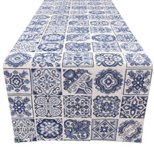 Load image into Gallery viewer, Portuguese Azulejo Tile Table Runner – Blue & White Design, Made in Portugal (54" x 16.7")