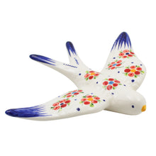 Load image into Gallery viewer, Set of 2 Hand-Painted Ceramic Swallows – Red and Orange Floral Wall Decor