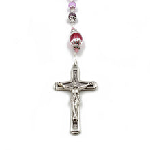 Load image into Gallery viewer, Handmade Bohemian Glass Beads Purple Our Lady of Fatima Rosary