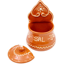 Load image into Gallery viewer, Portuguese Terracotta Salt Holder with Lid – Traditional Hand-Painted Design