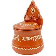 Load image into Gallery viewer, Portuguese Terracotta Salt Holder with Lid – Traditional Hand-Painted Design