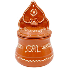 Load image into Gallery viewer, Portuguese Terracotta Salt Holder with Lid – Traditional Hand-Painted Design