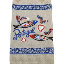 Load image into Gallery viewer, Traditional Portuguese Sardine Blue &amp; Beige Cotton Kitchen Dish Towel, Set of 2
