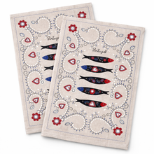 Load image into Gallery viewer, Portuguese Sardine Tea Towels – Set of 2, 100% Cotton Kitchen Dish Towels (25" x 19")