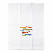 Load image into Gallery viewer, Portuguese Embroidered Cotton Tea Towels – Set of 2, 100% Cotton (28" x 20.5") - Sardines