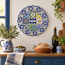 Load image into Gallery viewer, Hand-Painted Portuguese Ceramic Azulejo Plate – Saudade Design, 11"