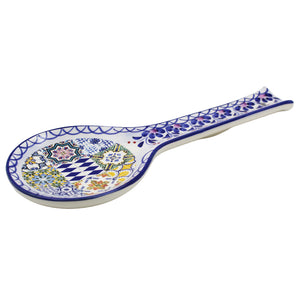 Traditional Tile Azulejo Multicolor Ceramic Spoon Rest Utensil Holder, Saudade
