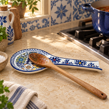 Load image into Gallery viewer, Hand-Painted Portuguese Ceramic Azulejo Spoon Rest – Saudade Design, 10"